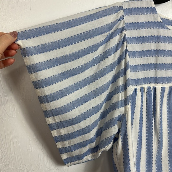 Emerson Fry Organic Cotton Striped Fluttery Sleeve Top Blouse Size M - Picture 4 of 10